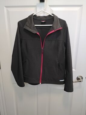 KARBON Dark Gray Water Resistant Jacket, PIink Zipper‎ Reflective Logo